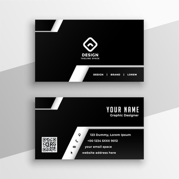 Free vector professional black and white business card design