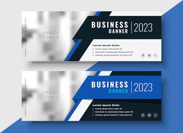 Free vector professional blue business banners with image space