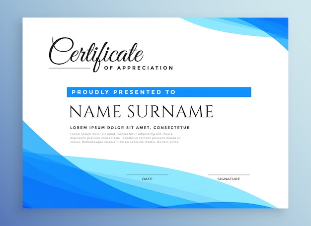 Free vector professional blue business certificate