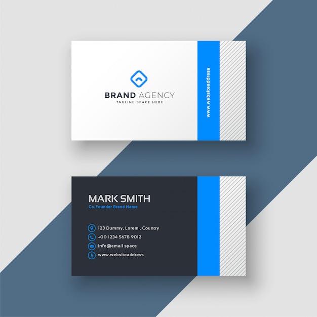 Free vector professional blue minimal style business card template