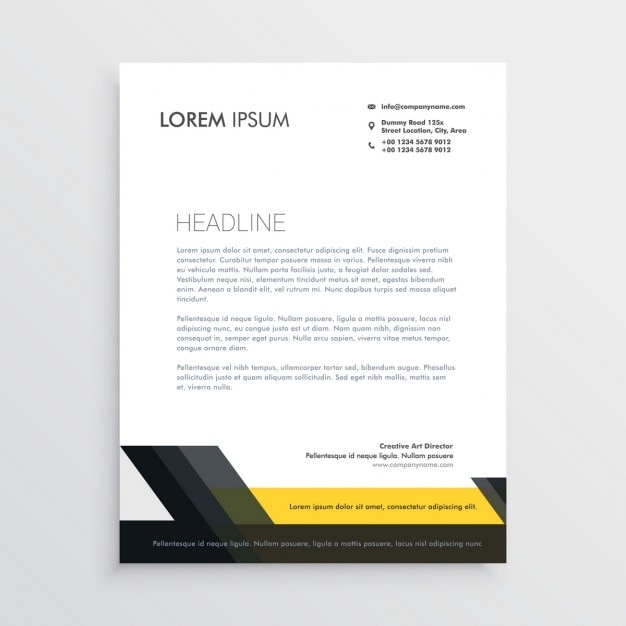 Professional brochure with black and yellow geometric shapes