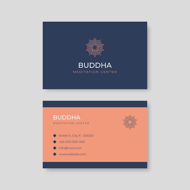 Free vector professional buddha meditation center business card template