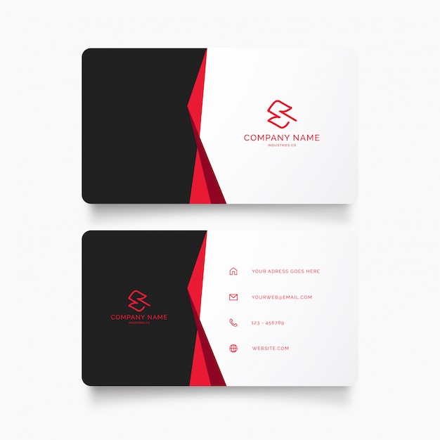 Free vector professional business card template with red ribbon