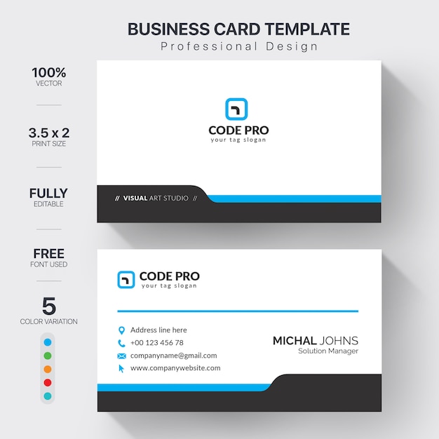 Professional business cards template with color variation