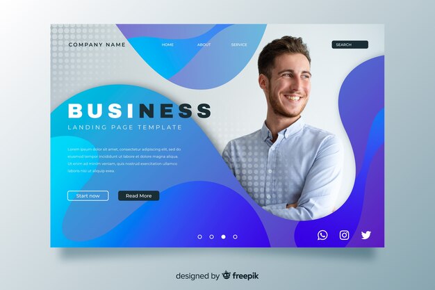 Professional business landing page with photo