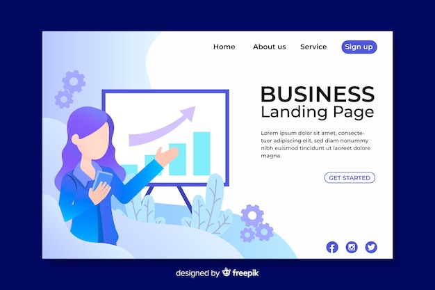 Бесплатное векторное изображение Профессиональная бизнес-целевая страница