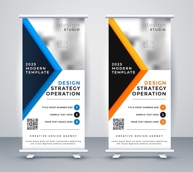 Free vector professional business rollup banner standee design