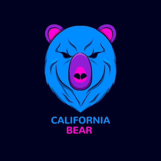 무료 벡터 전문 캘리포니아 곰 로고 템플릿