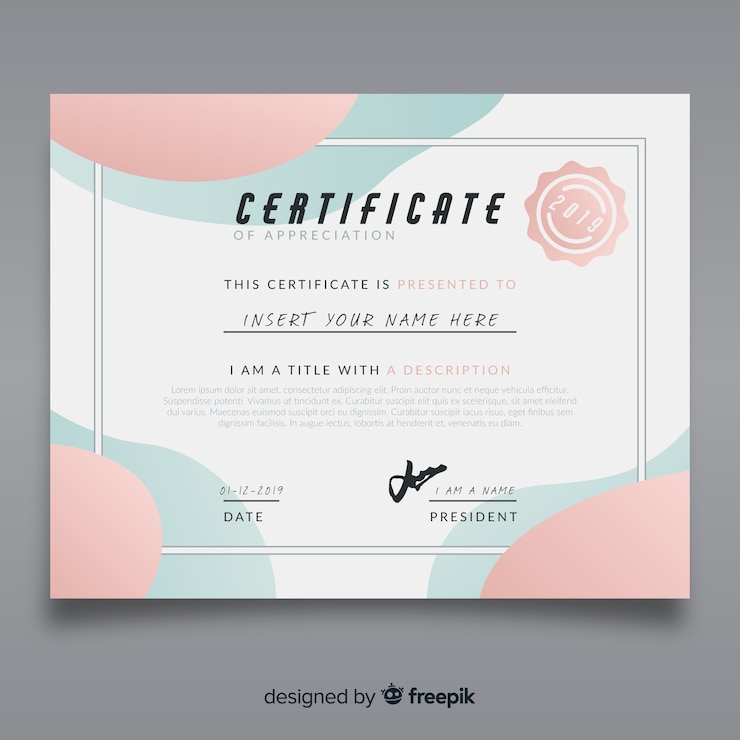 Free Vector professional certificate template