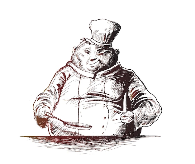 Vettore gratuito chef professionisti che cucinano chef culinari illustrazione vettoriale di schizzo disegnato a mano