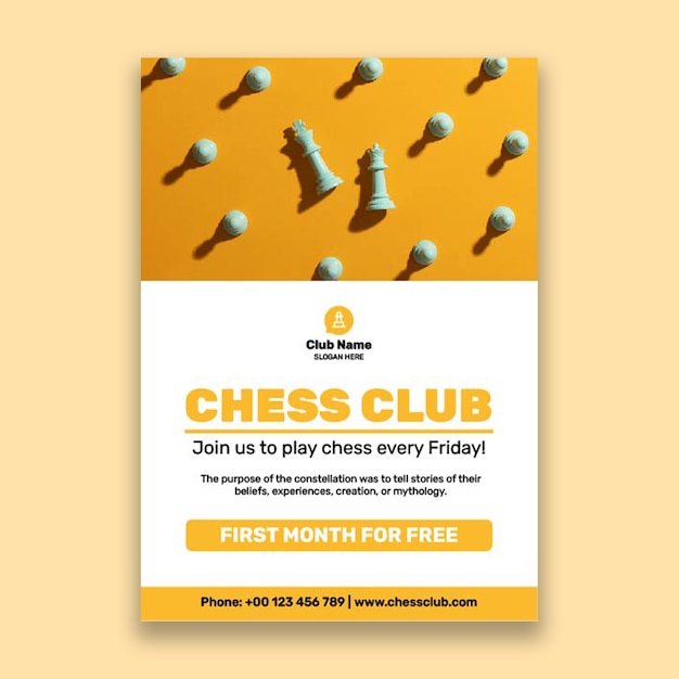 Professional chess club join now flyer