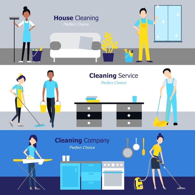Free vector professional cleaning horizontal banners