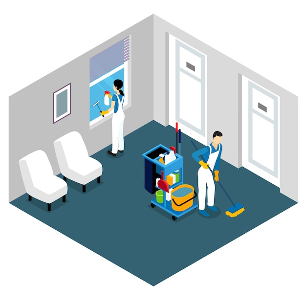 Free vector professional cleaning isometric design