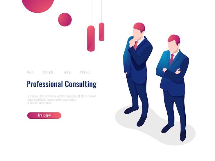 Free Vector professional consulting service advice partner for the business, brainstorming, teamwork, lawyer