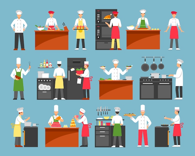 Free vector professional cooking decorative icons set