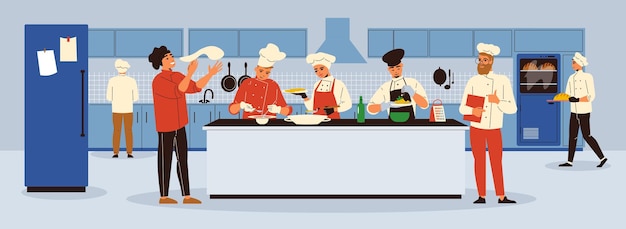 Professional Cooking Horizontal Illustration