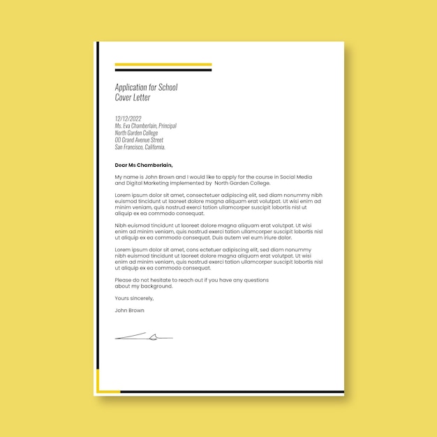 Бесплатное векторное изображение Письма о профессиональной подаче заявления в школу
