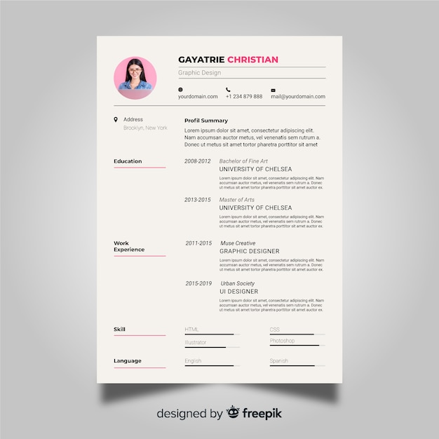 Free vector professional cv resume template