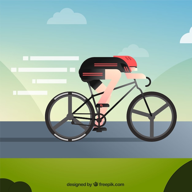 Бесплатное векторное изображение Профессиональный велосипедист едет быстро