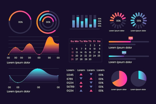 Free vector professional dashboard element collection