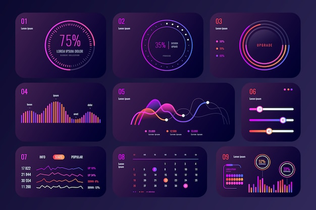 Free vector professional dashboard element collection