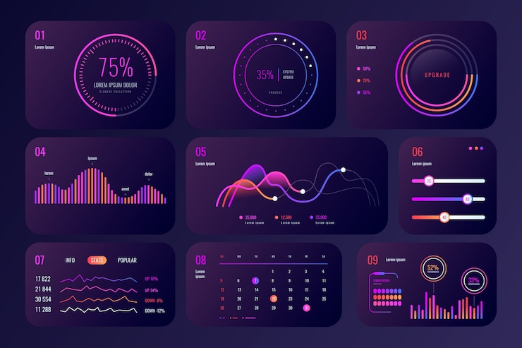 Free Vector professional dashboard element collection