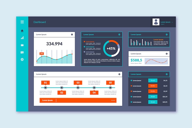 Free vector professional dashboard user panel