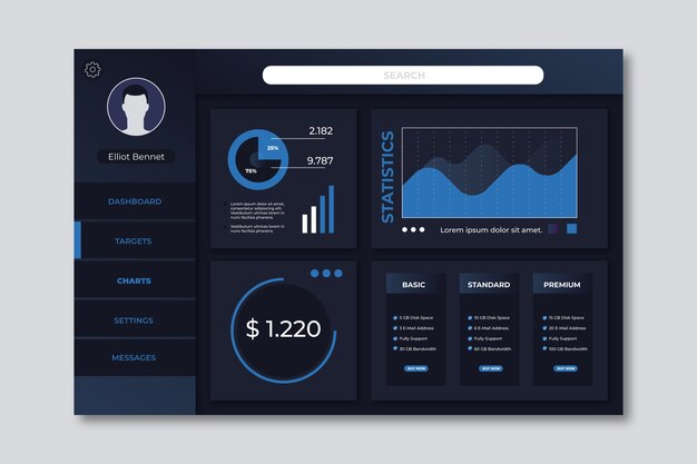 Professional dashboard user panel