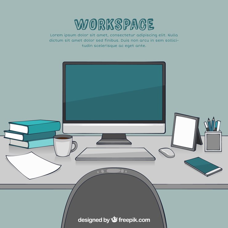 Free Vector professional desk with hand drawn style