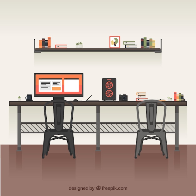 Free vector professional desk with modern devices