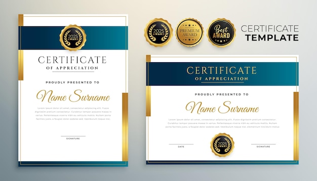 Free vector professional diploma of achievement template for corporate honor or gratitude
