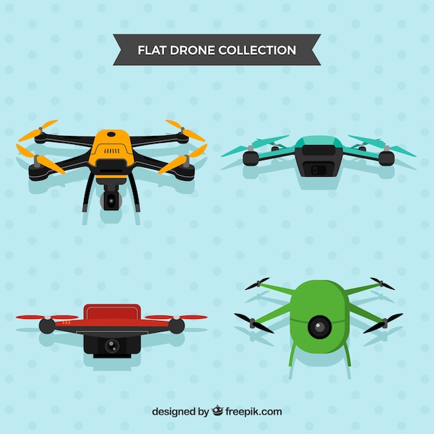 Free vector professional drones with cameras