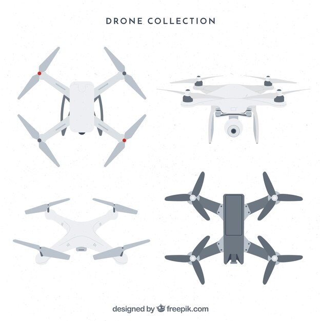 Professional drones with flat design