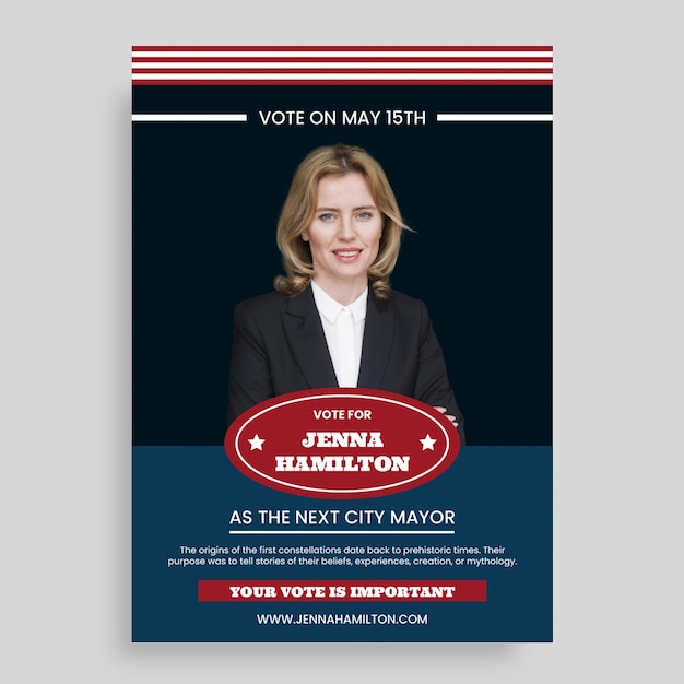 Professional duotone vote for city mayor election flyer template