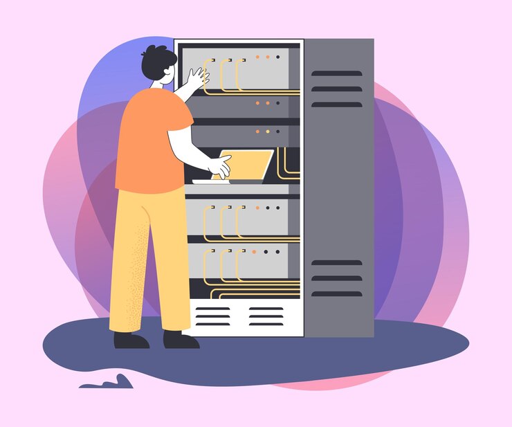 Free Vector professional electrician checking cables of switchboard panel