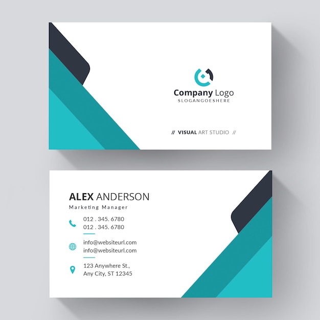 Blue and White Modern Company Business Card Template