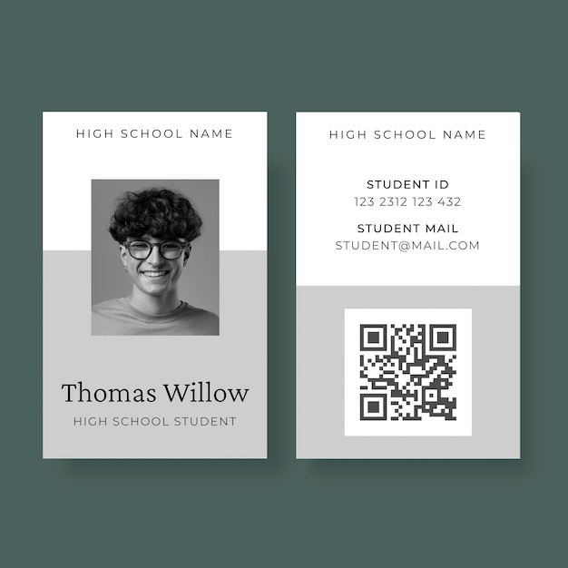 Free vector professional elegant high school student id card