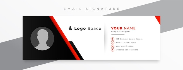 Free vector professional email footer template design with personal profile design