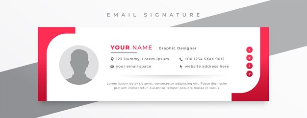 Professional email footer template design with social media profile