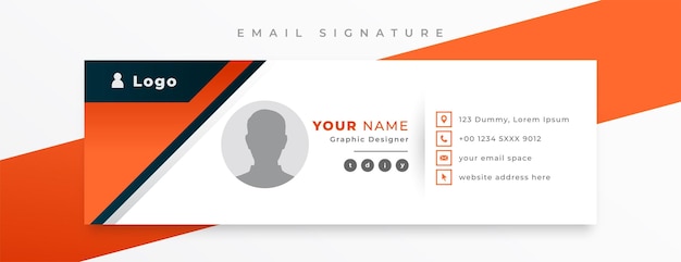 Professional email signature card template with social media profile