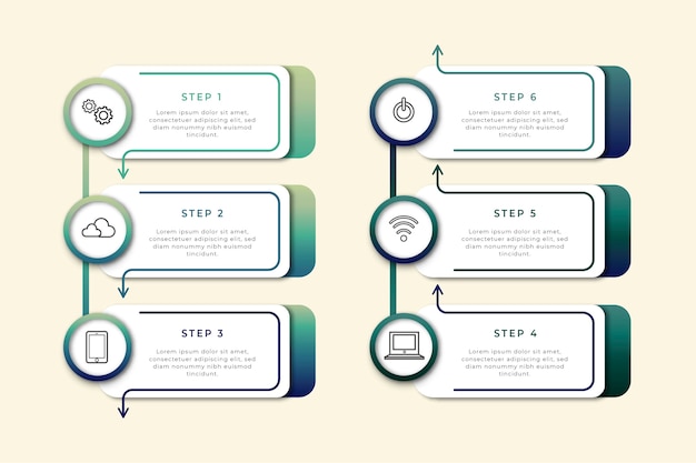 Professional flat infographic steps