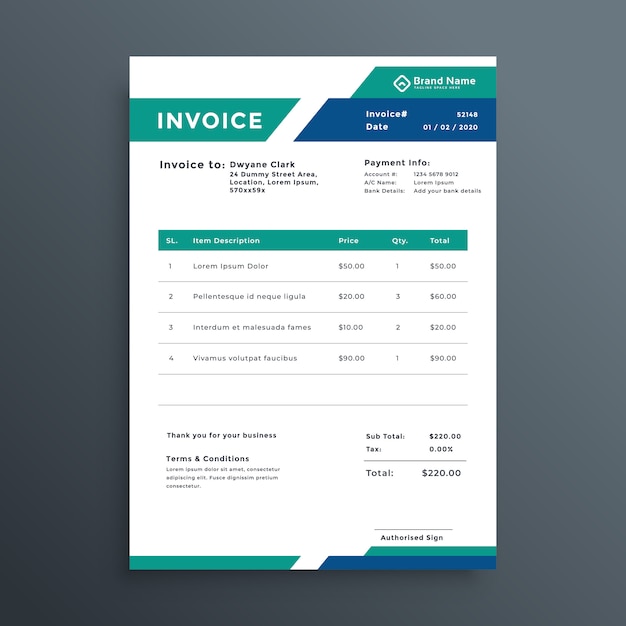 Free vector professional geometric invoice template design