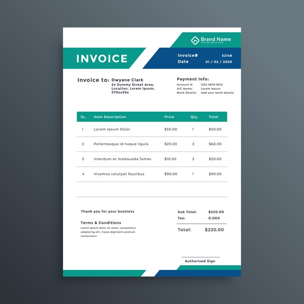 Professional geometric invoice template design