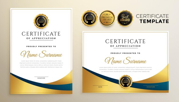 Professional golden certificate template design