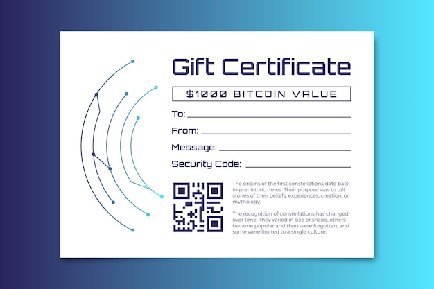 Free vector professional gradient bitcoin gift certificate