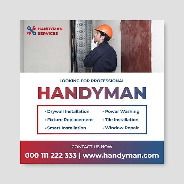 Free vector professional gradient handyman service facebook post