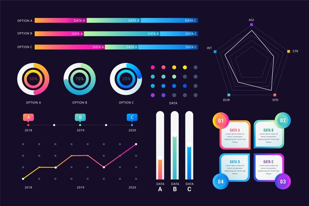 전문 그라데이션 infographic 요소