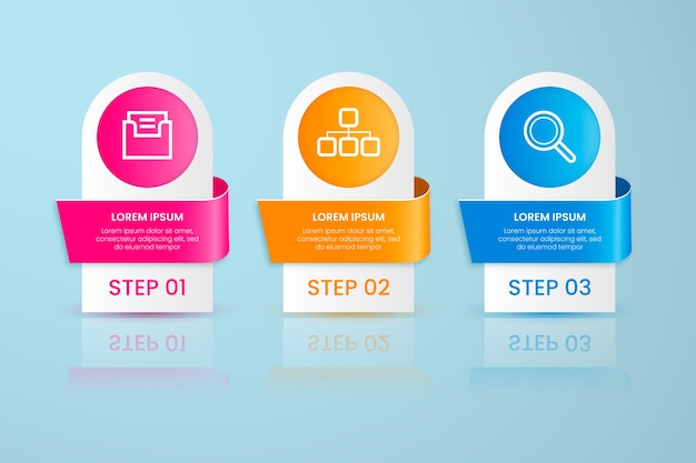 Professional gradient infographic steps