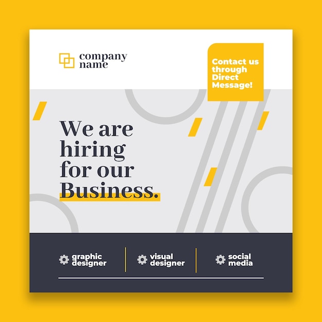 Free vector professional gray and yellow we are hiring facebook post