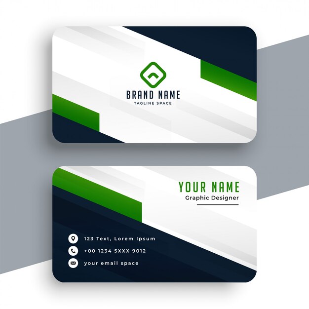 Professional green business card geometric template